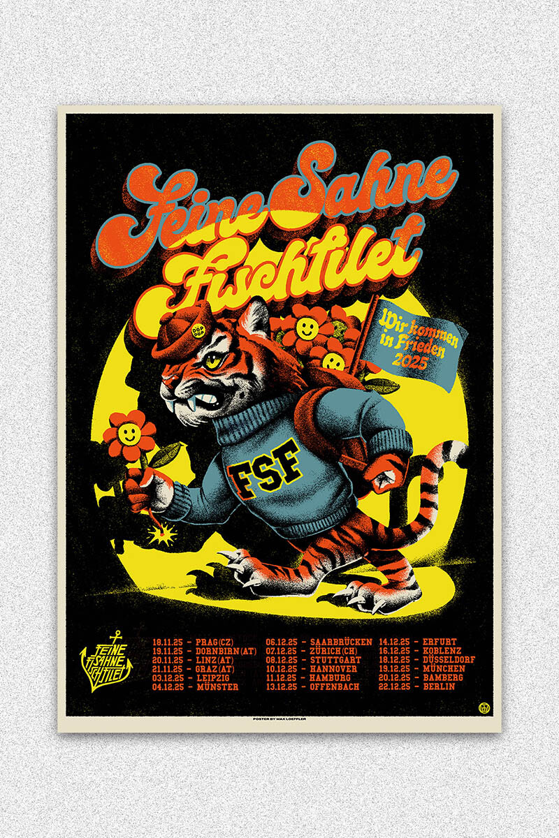 Tourposter Wir kommen in Frieden Winter 2025 (handgedruckt, 