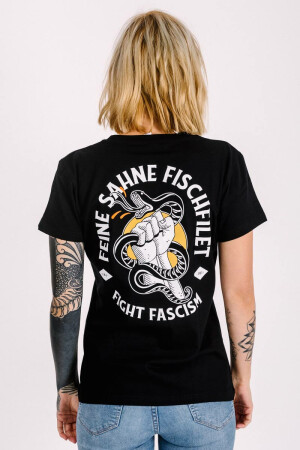 Ladies T-Shirt Fight Fascism Schwarz