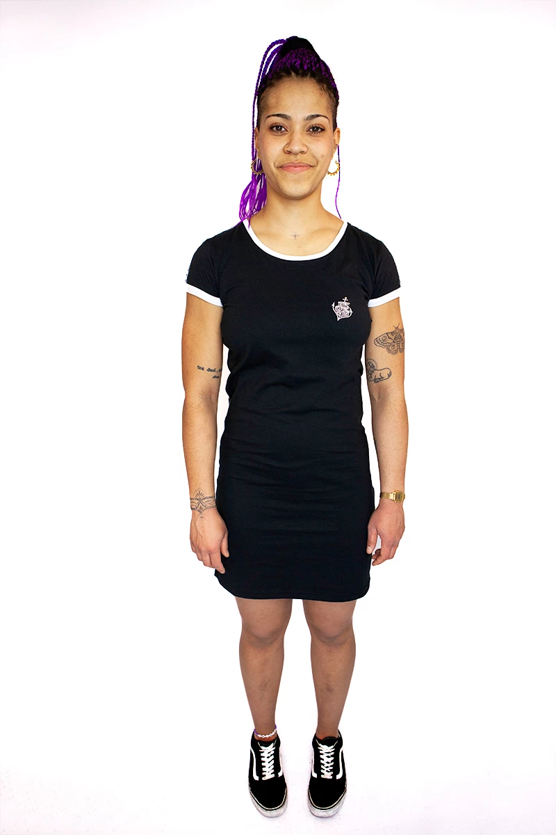 Ladies Shirtdress Taped Schwarz